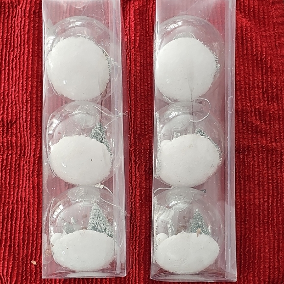 Clear Ornaments with Snowy Trees and Pinecones - Picture 4 of 4